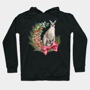 An Australian Christmas - Kangaroo Illustration Hoodie